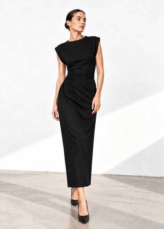 Shoulder dress - black