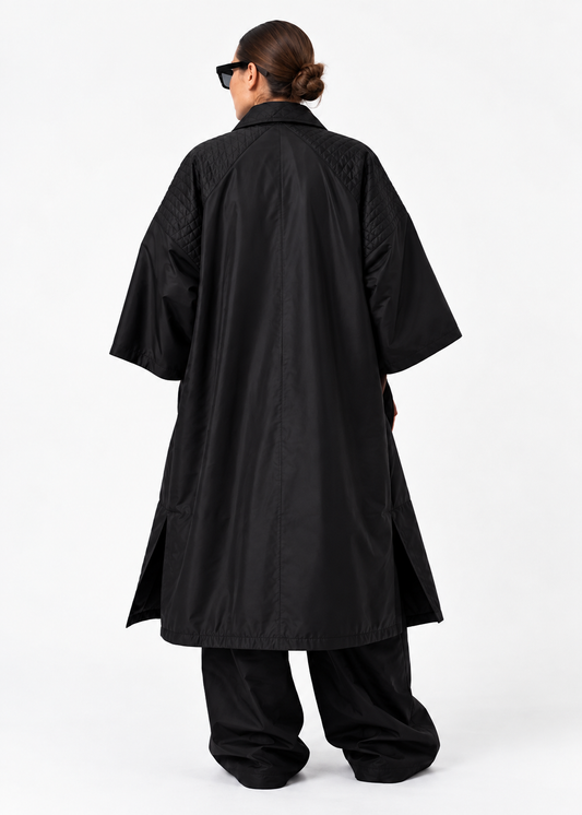 Oversized Kimono Coat – Black