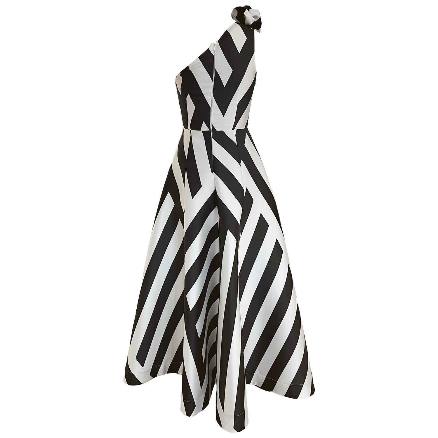 One Shoulder Statement Gown – Black & White