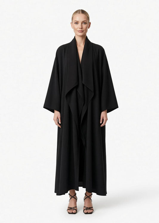 Oversized Graphic Kimono Coat – Black