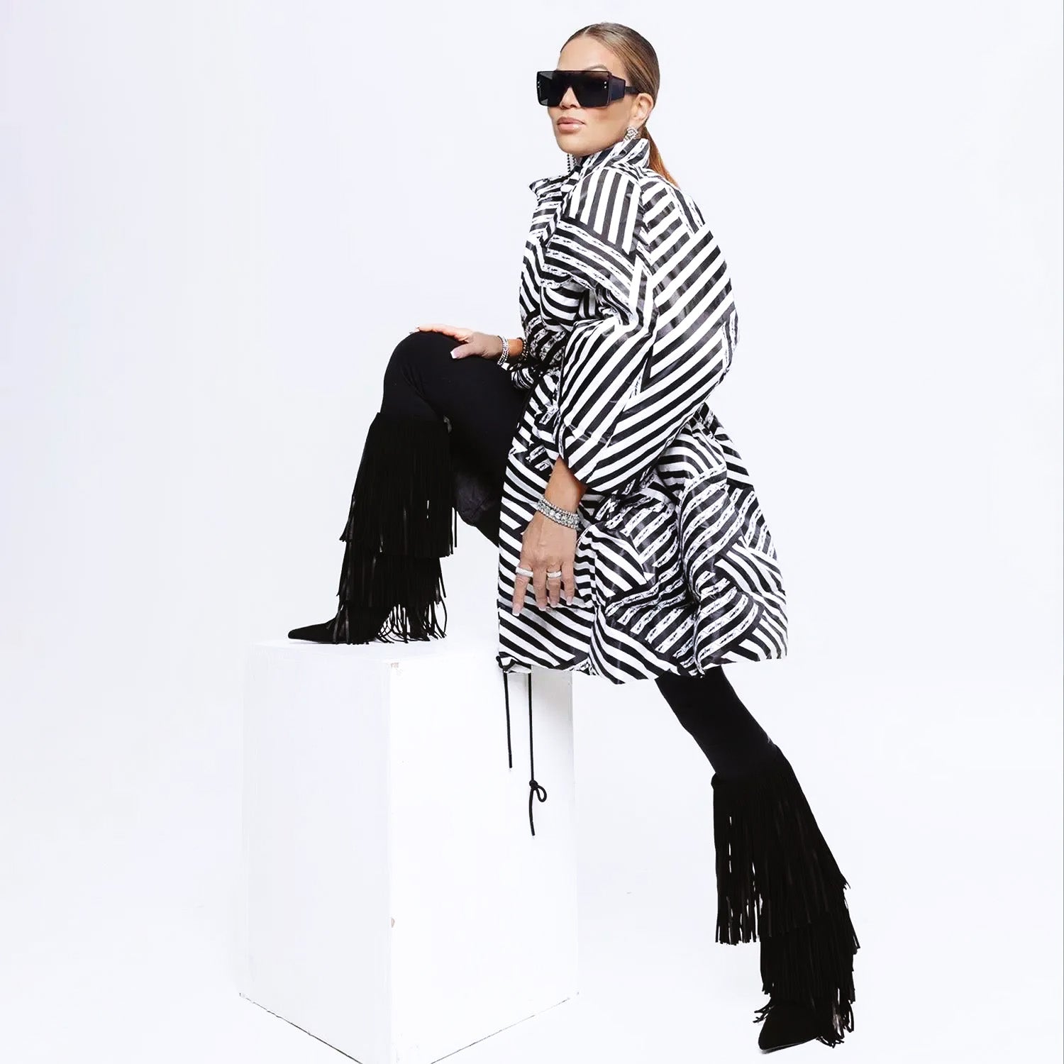 Oversized Puffer Coat – Black & White