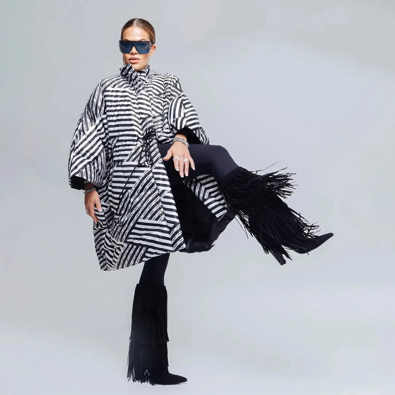 Oversized Puffer Coat – Black & White