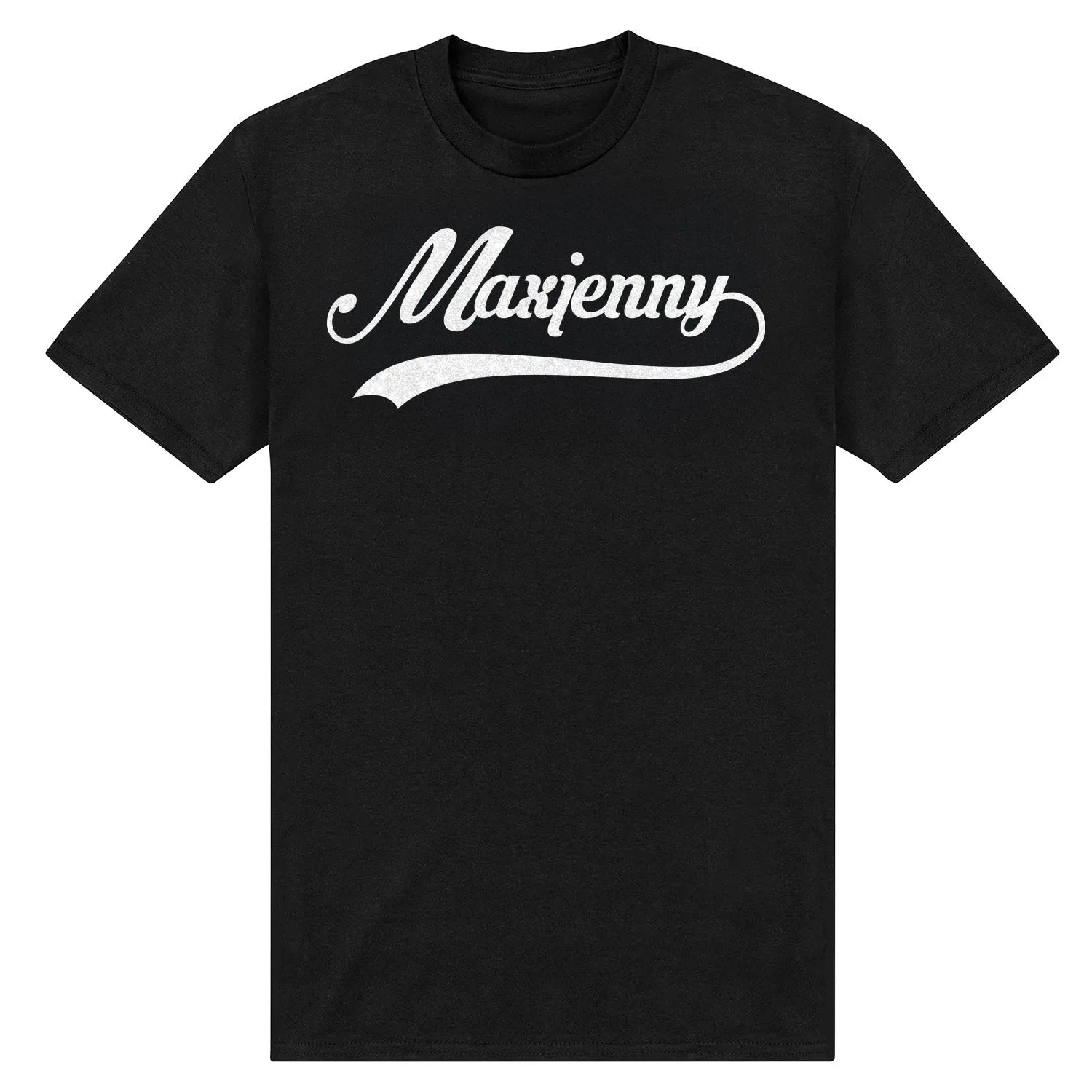 Printed on rescued stock black T-shirt Maxjenny swoosch