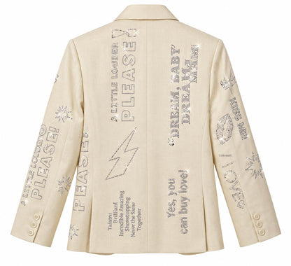 Swarovski Crystal Statement Blazer – Cream