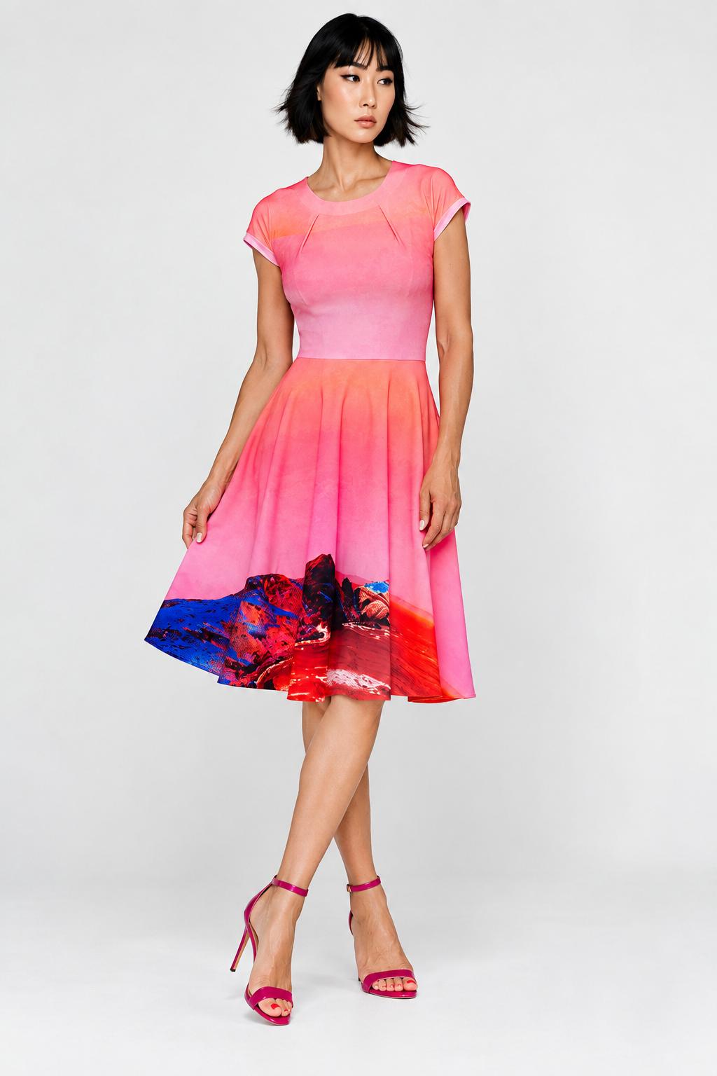 Sporty Dress - Red Blue Landscape
