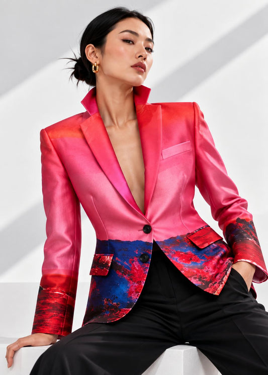 Tailored Blazer - Red Blue Landscape