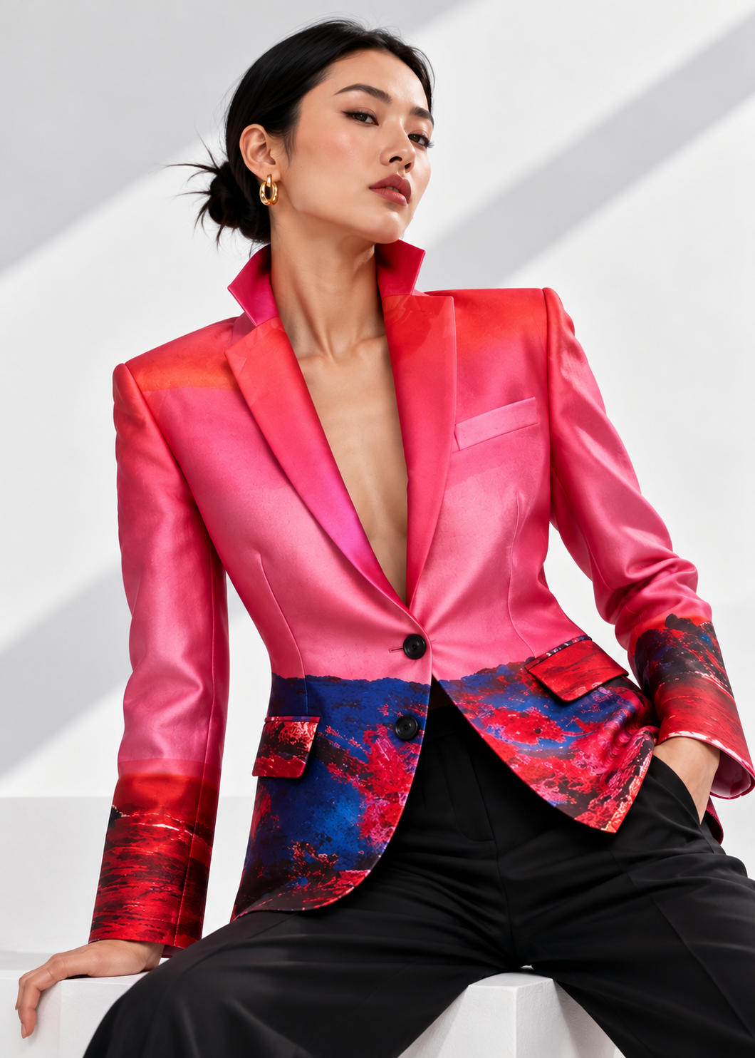 Tailored Blazer - Red Blue Landscape