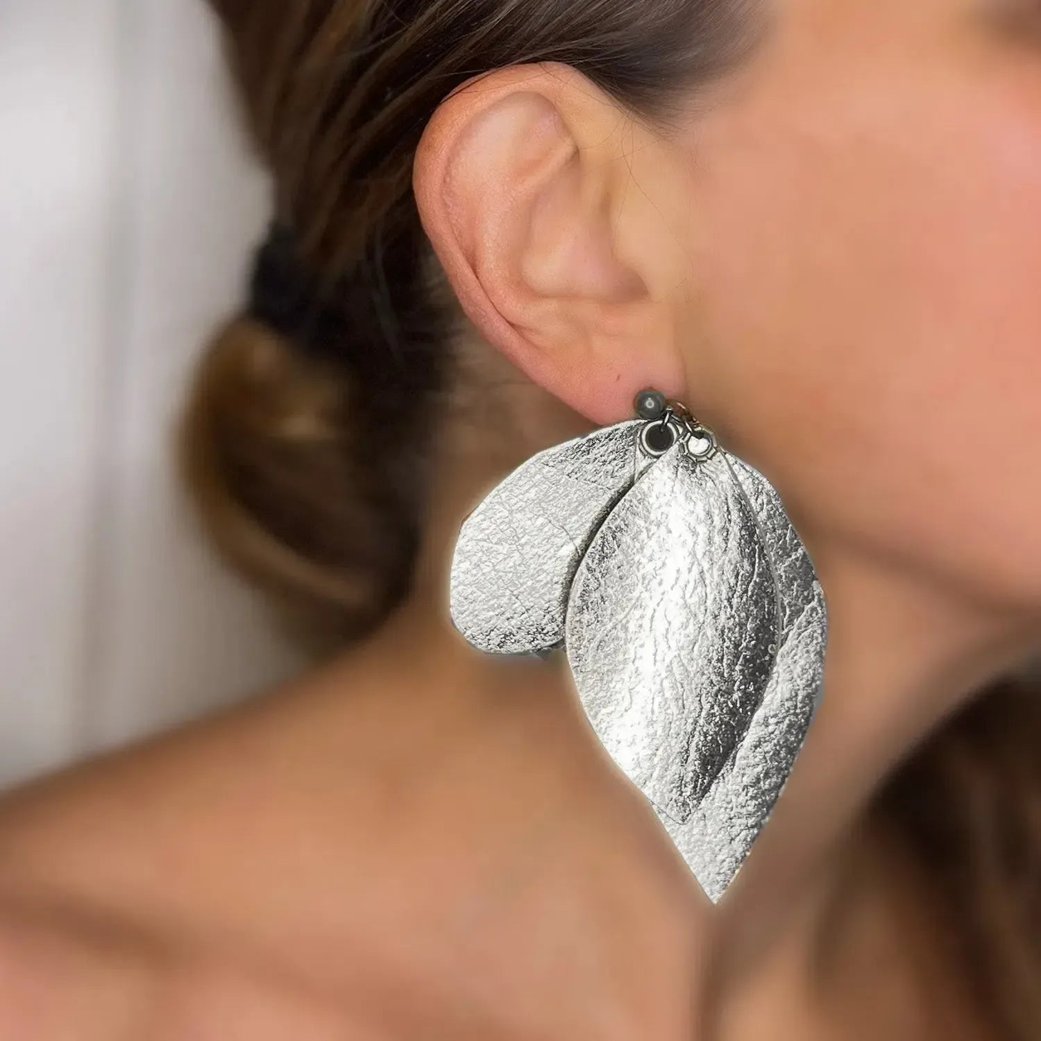 SALE Drop silver paper earrings