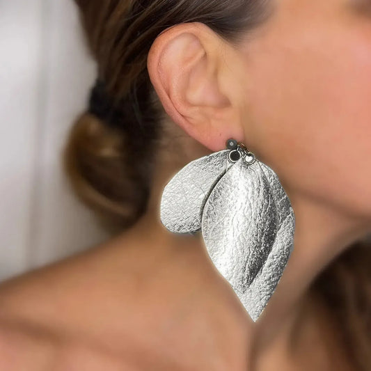 SALE Drop silver paper earrings