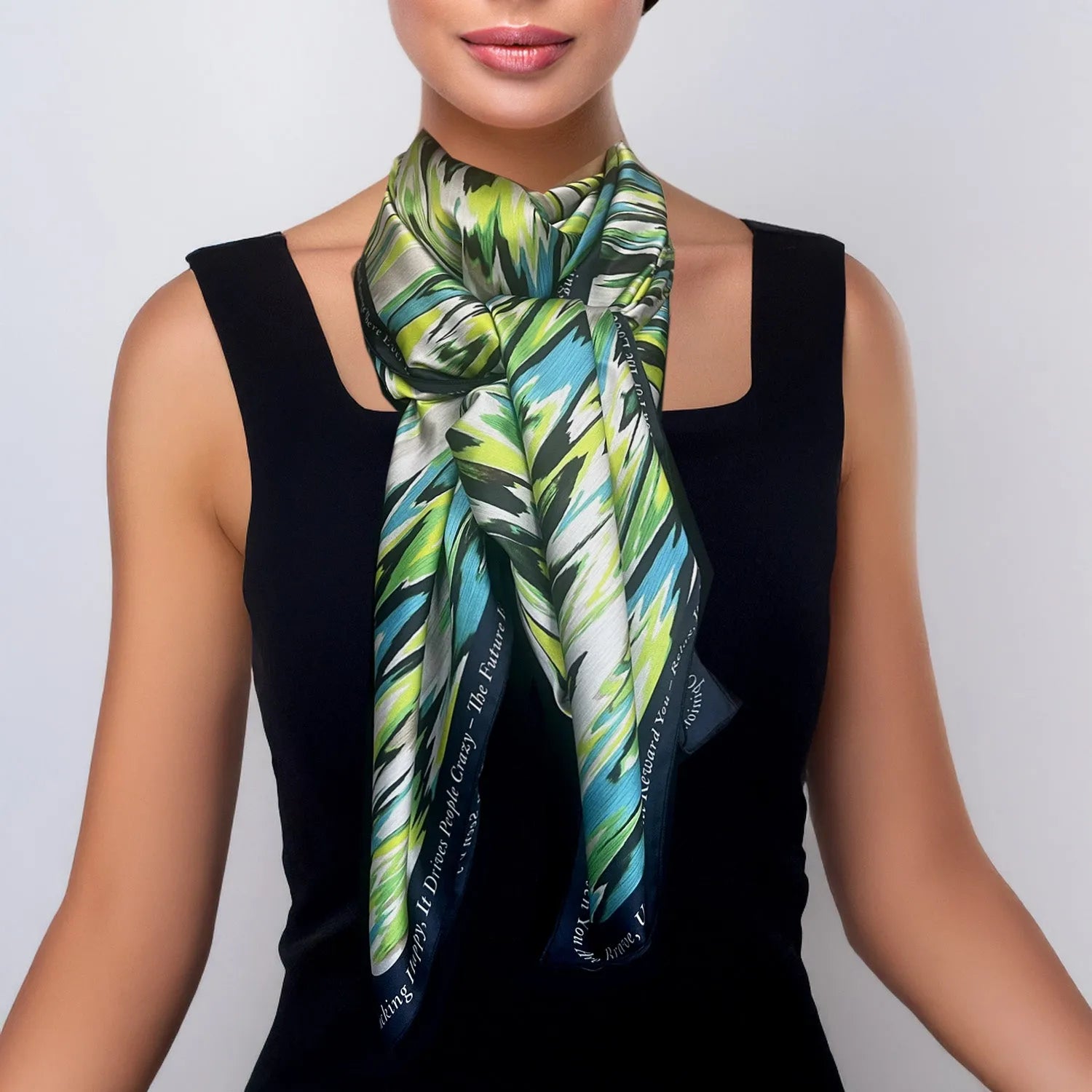 SALE Scarf print zigzag green
