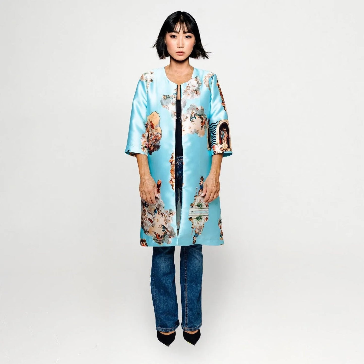 SALE Sicily light blue occasioncoat printed