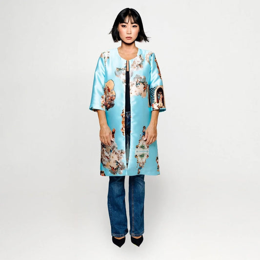 SALE Sicily light blue occasioncoat printed