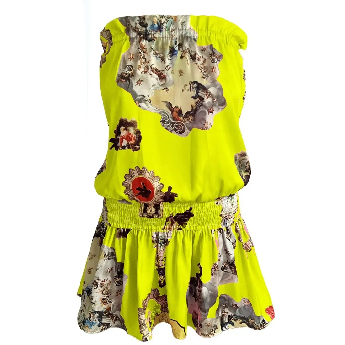 SALE Sicily neon yellow sun mini beach dress printed