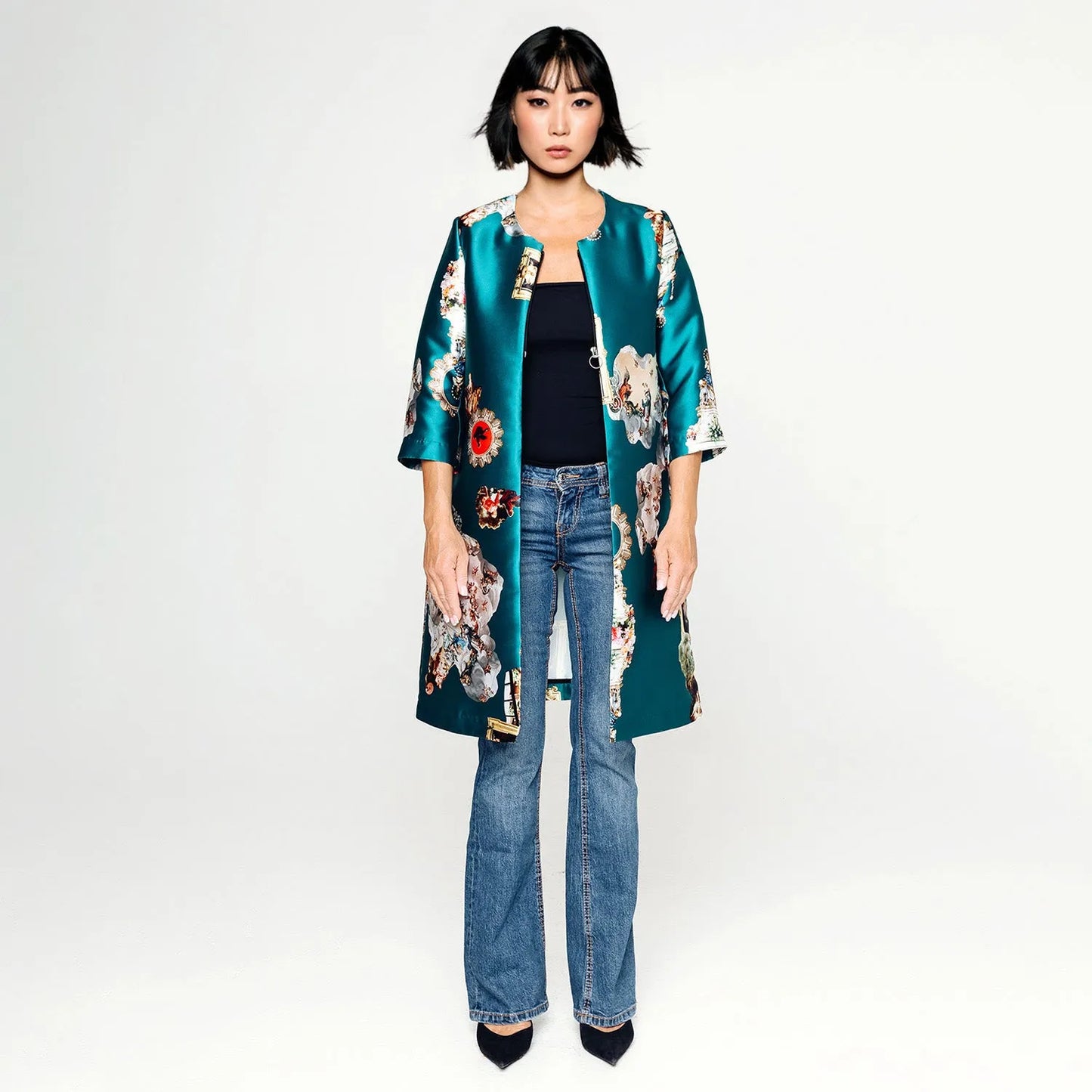 SALE Sicily petroleum occasion coat printed