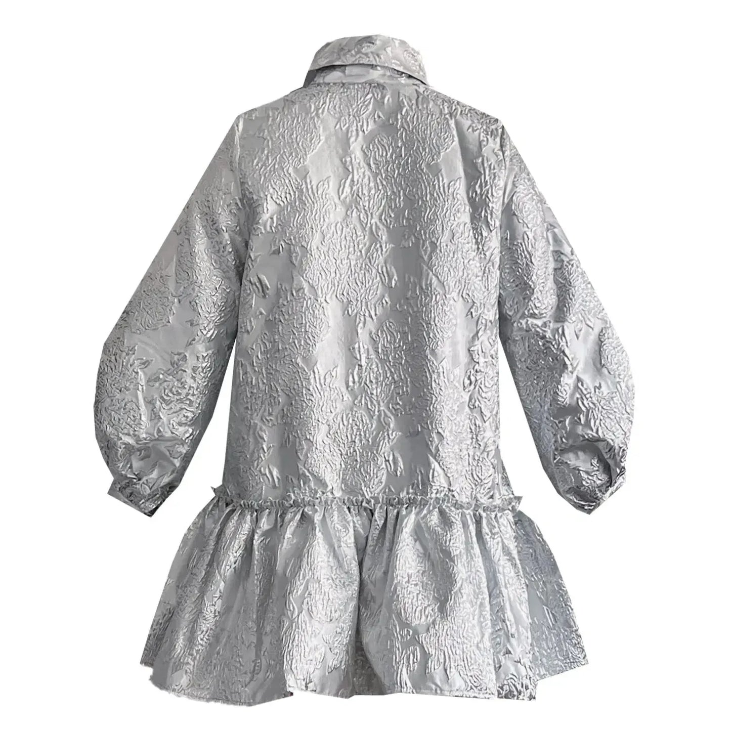 SALE Silver brocade bow midi dress printed