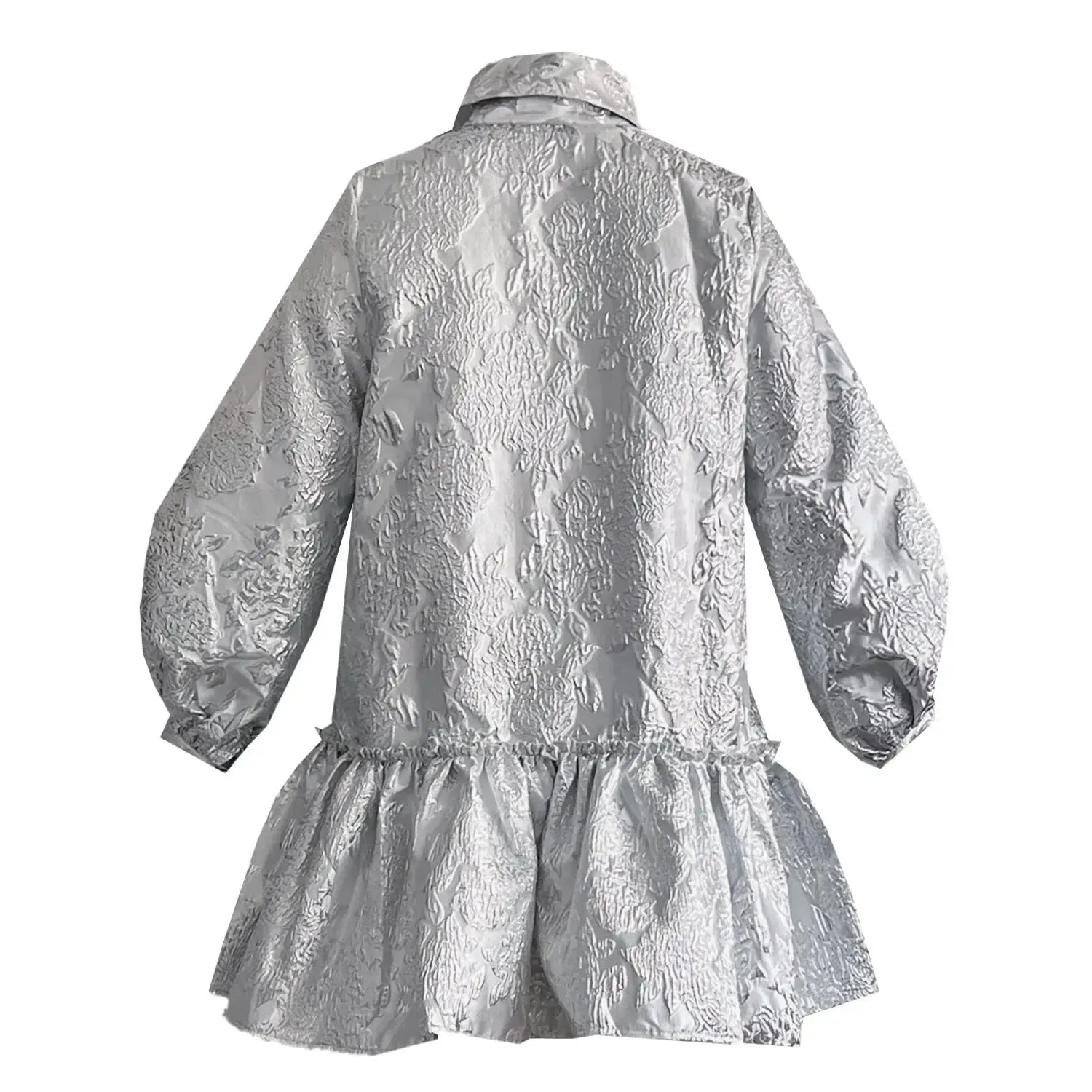 SALE Silver brocade bow midi dress printed