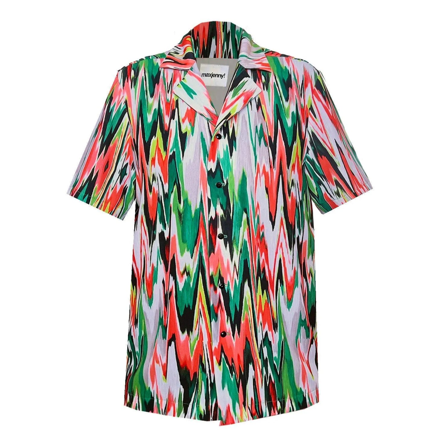 SALE Straight shirt in zigzag green orange print