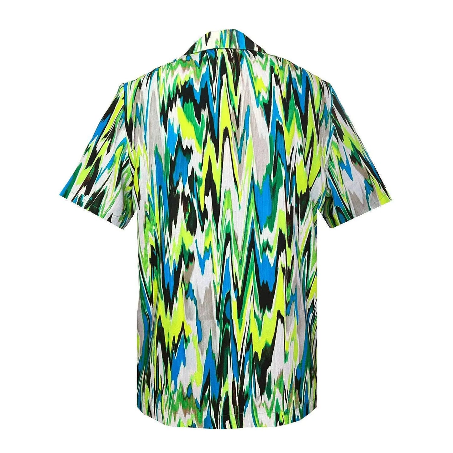 SALE Straight shirt in zigzag green turquise print