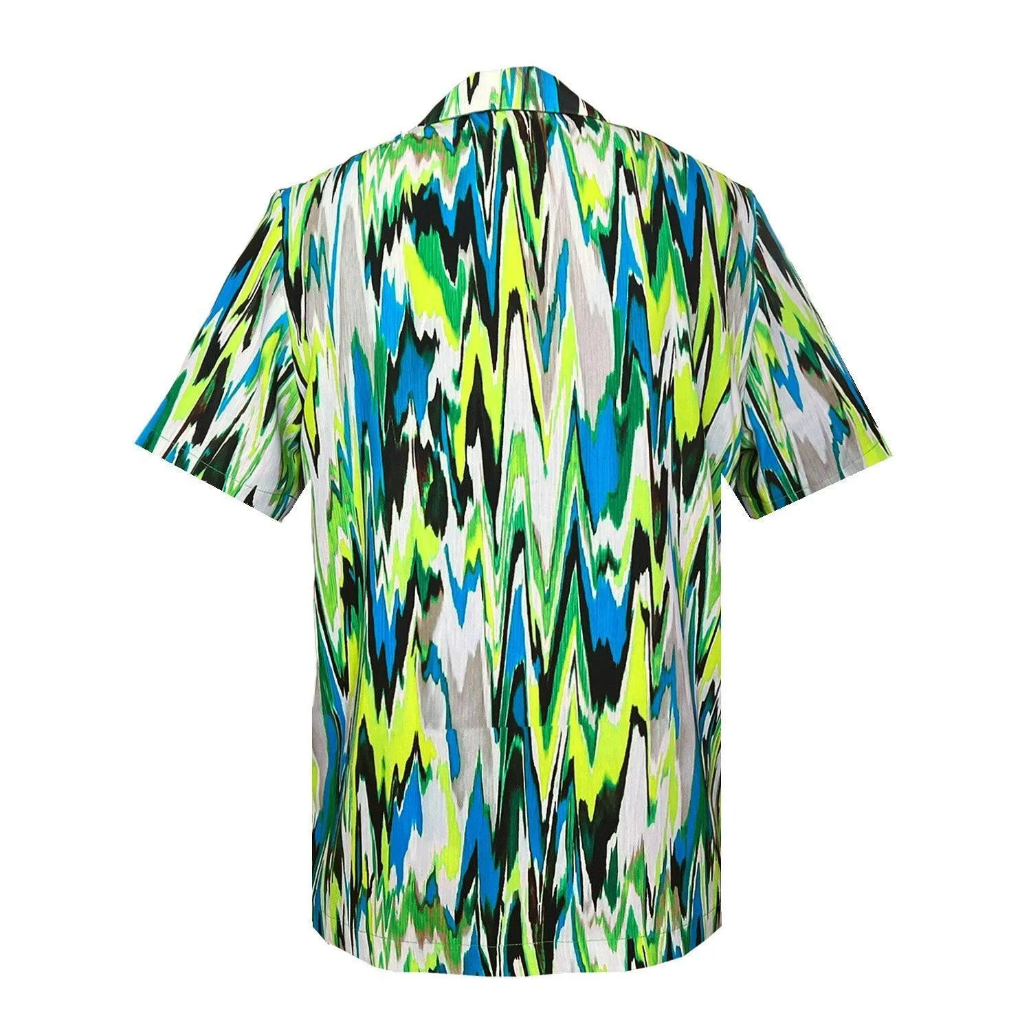 SALE Straight shirt in zigzag green turquise print