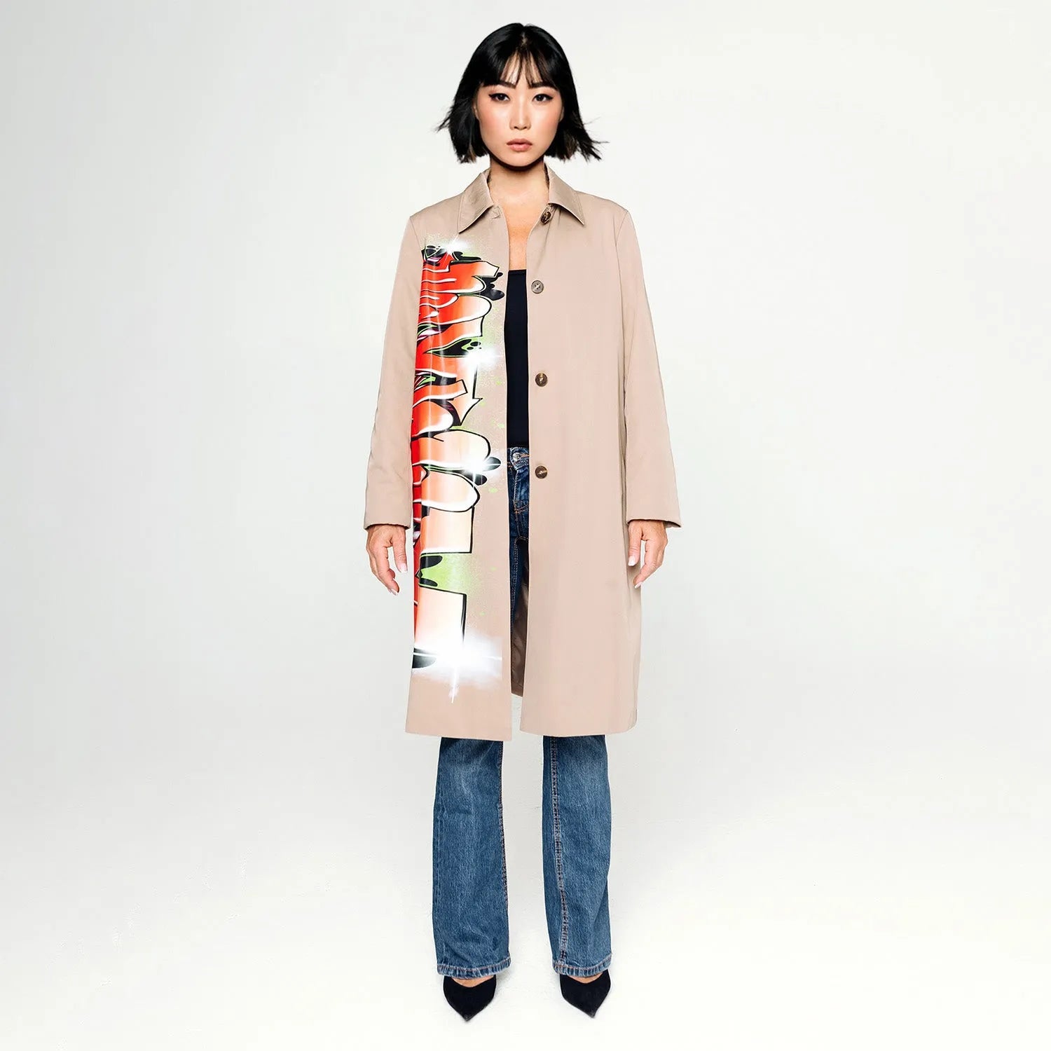 SALE The worlds coolest trenchcoat beige with a twist printed