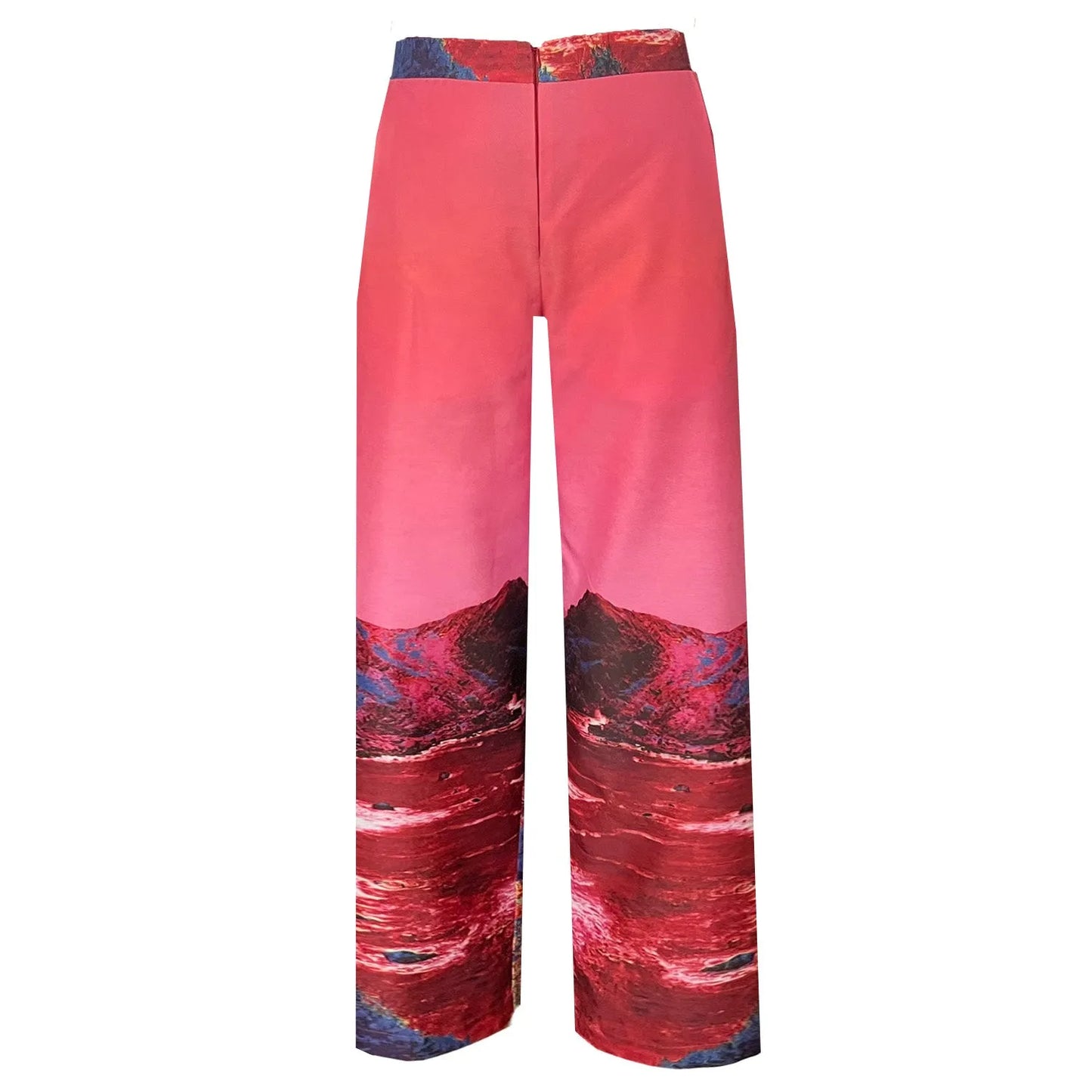 SALE Wide straight pants printed red blue