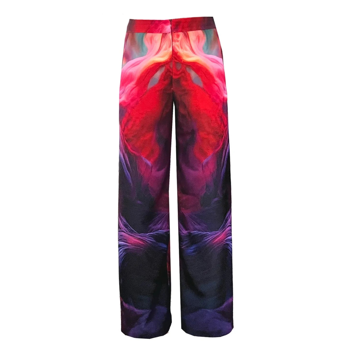 SALE Wide straight pants printed redpurple smoke