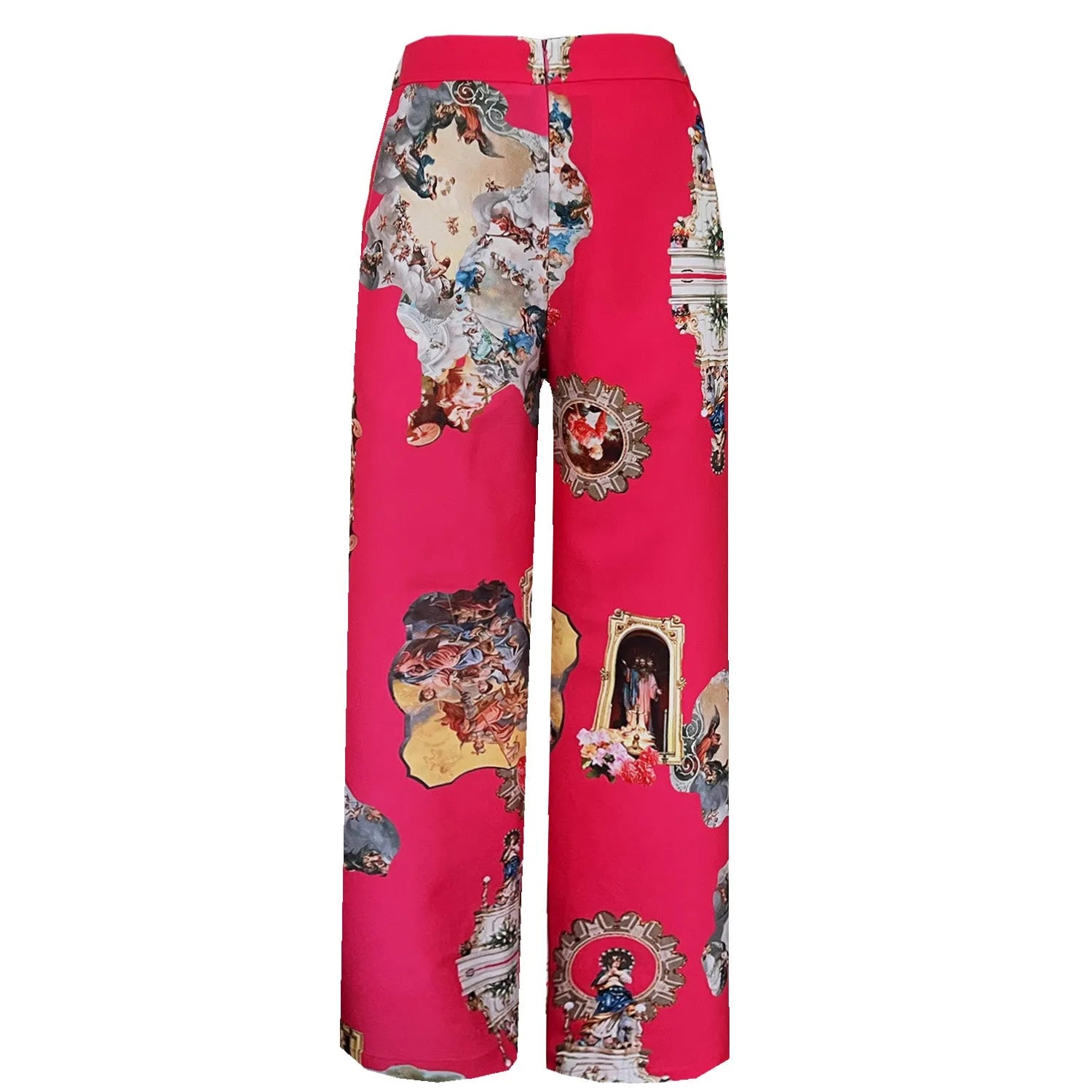 SALE Wide straight pants strong pink sicily printed