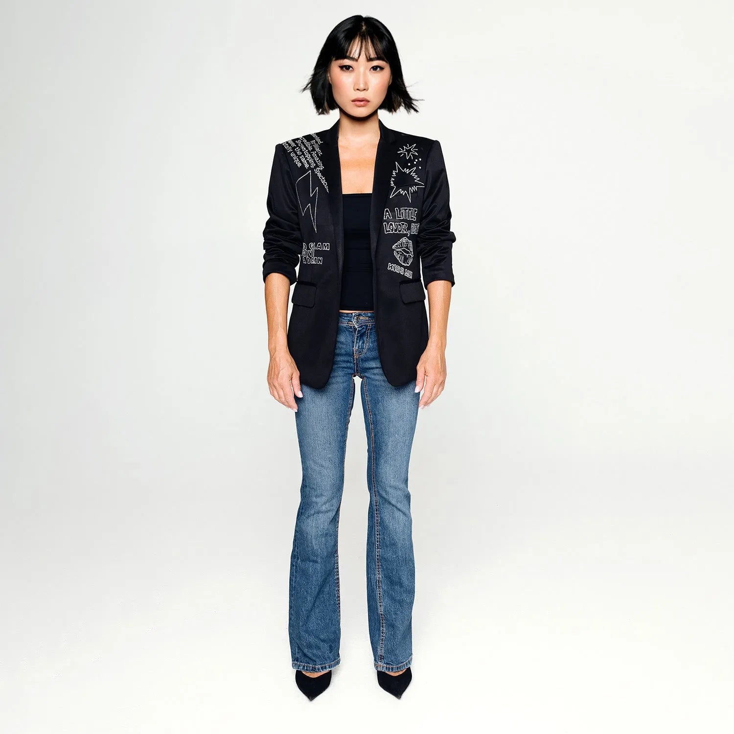 SALE Woman´s oversize blazer black w Swarovski