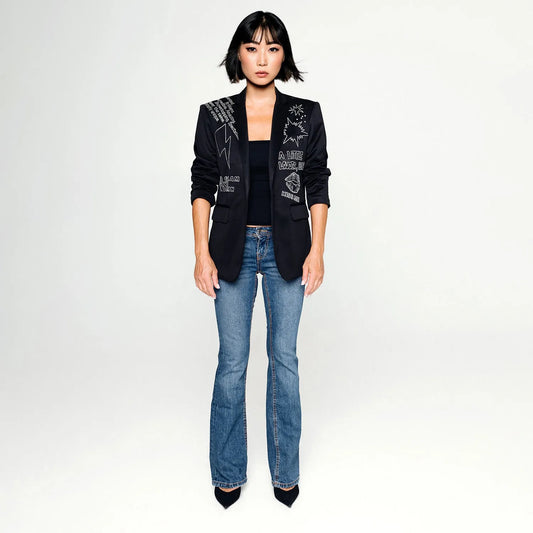 SALE Woman´s oversize blazer black w Swarovski