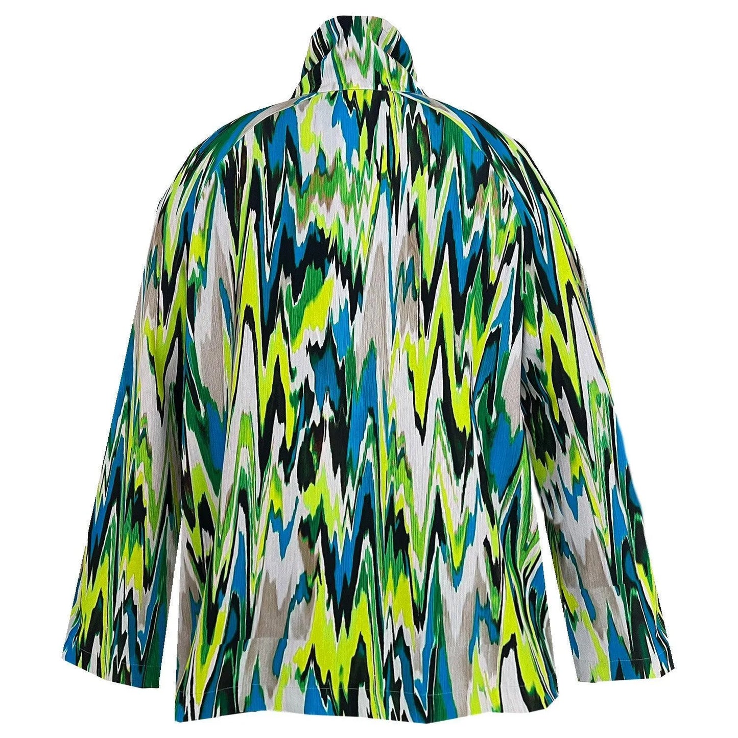 SALE Zigzag lime turquise Printed High Neck Top