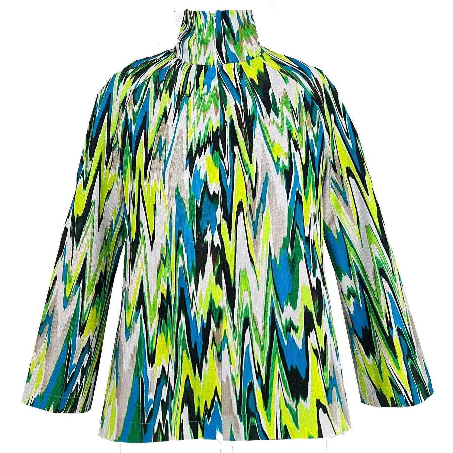 SALE Zigzag lime turquise Printed High Neck Top