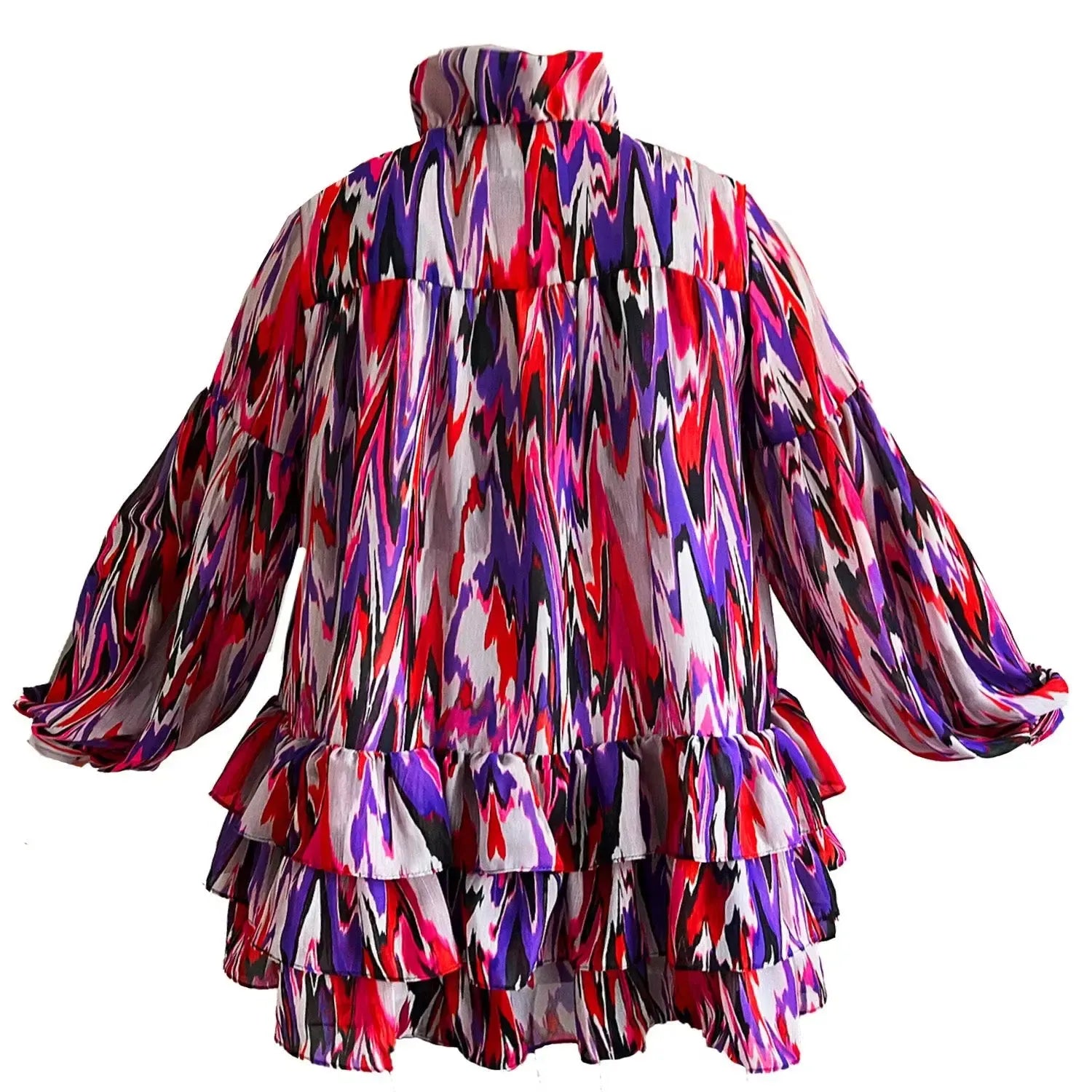 SALE Zigzag purpleisch iris mini dress printed chiffong