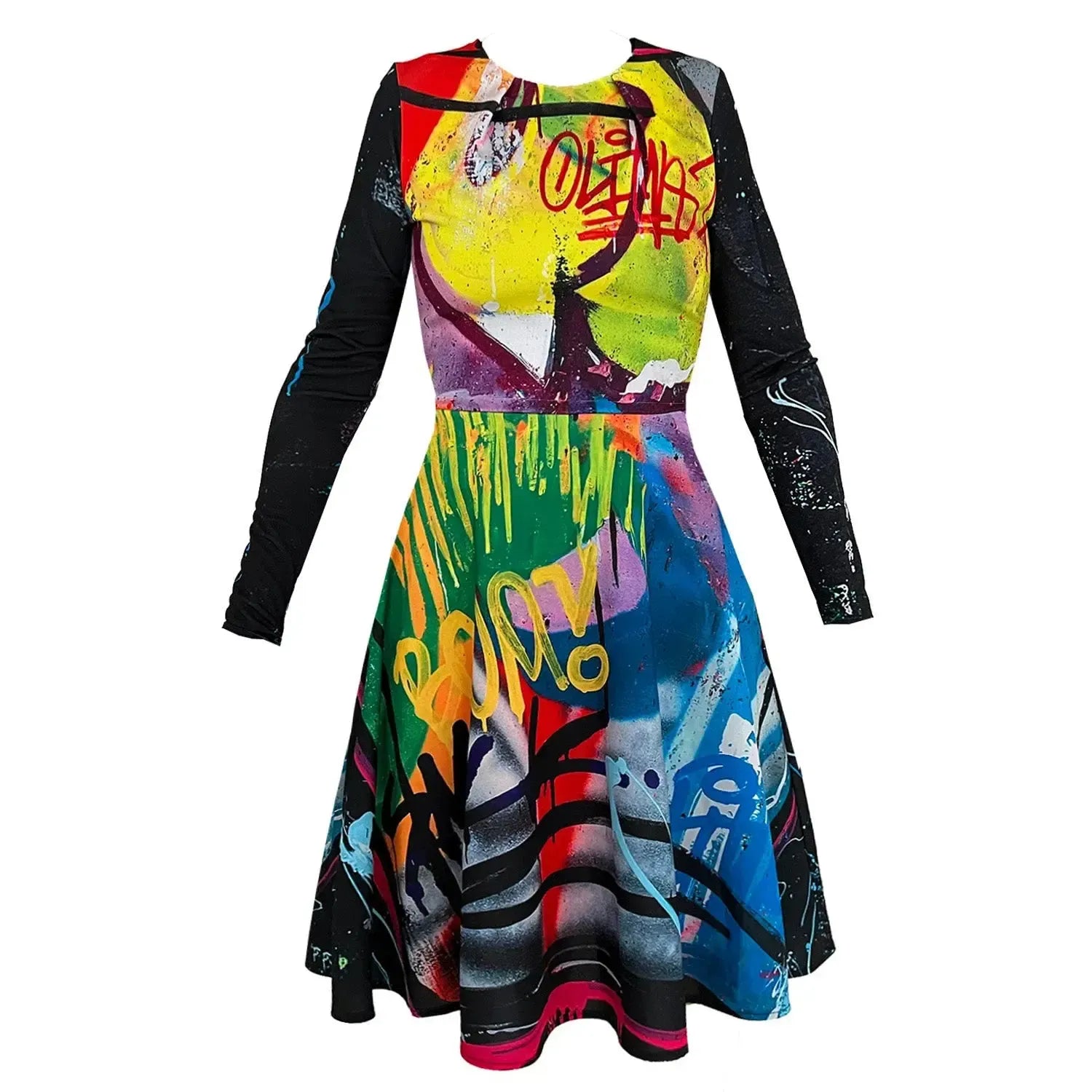 SALE everyday longarmed dress street art printed