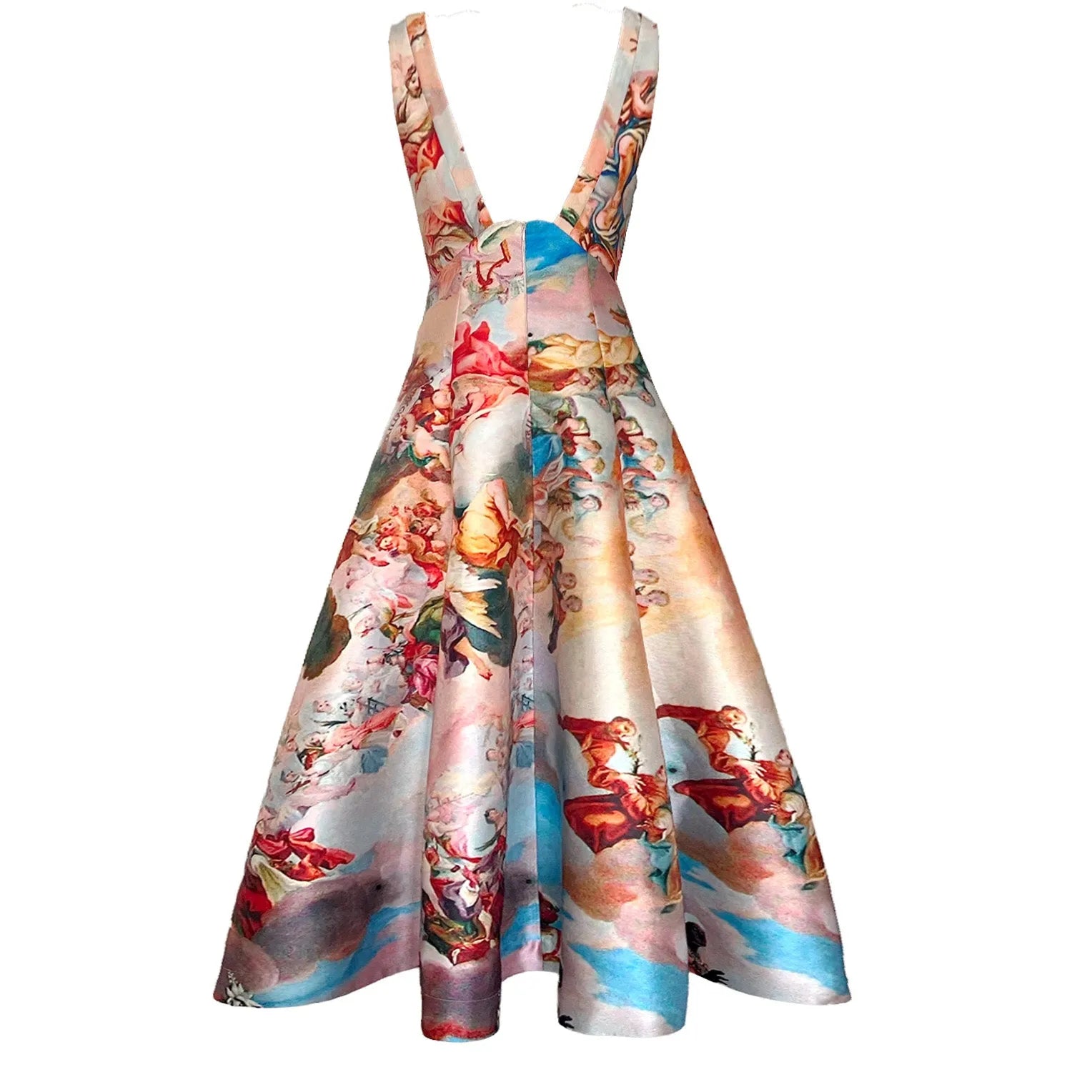 SALE long evening V-decolltage dress heaven printedx