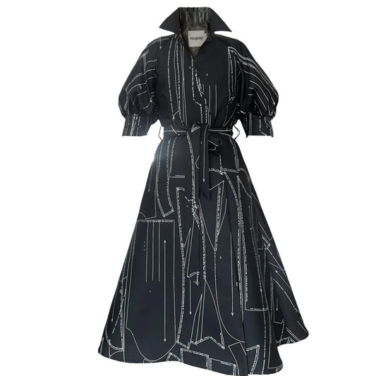 SALE maxjenny! shirtdress with puffarm and belt layingpicture