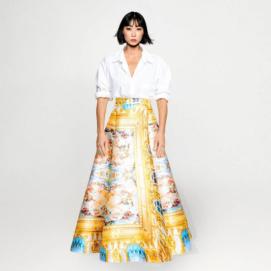 Royal midiskirt golden roof printed yellow