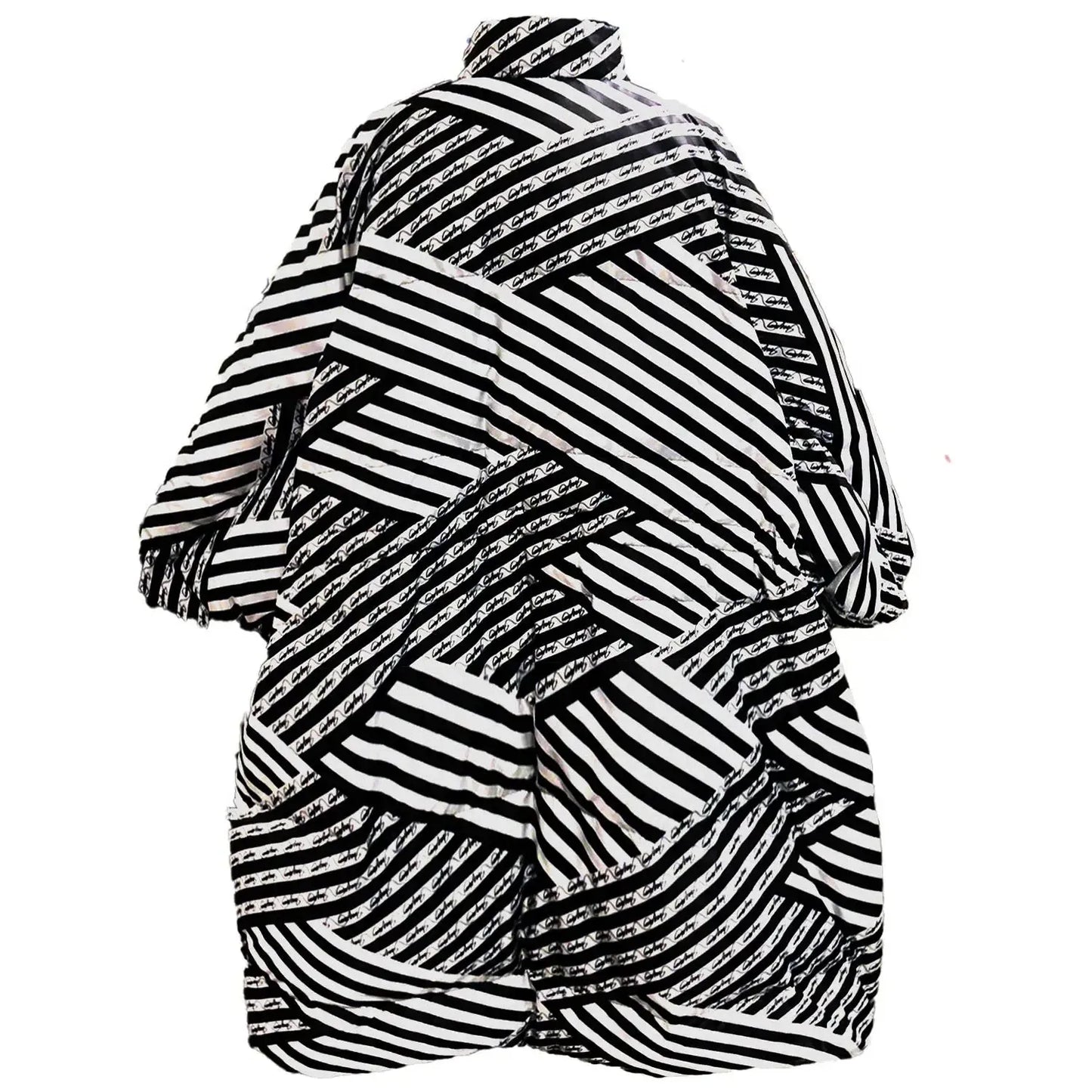 SALE oversized Square maxi puffer coat black & white printed