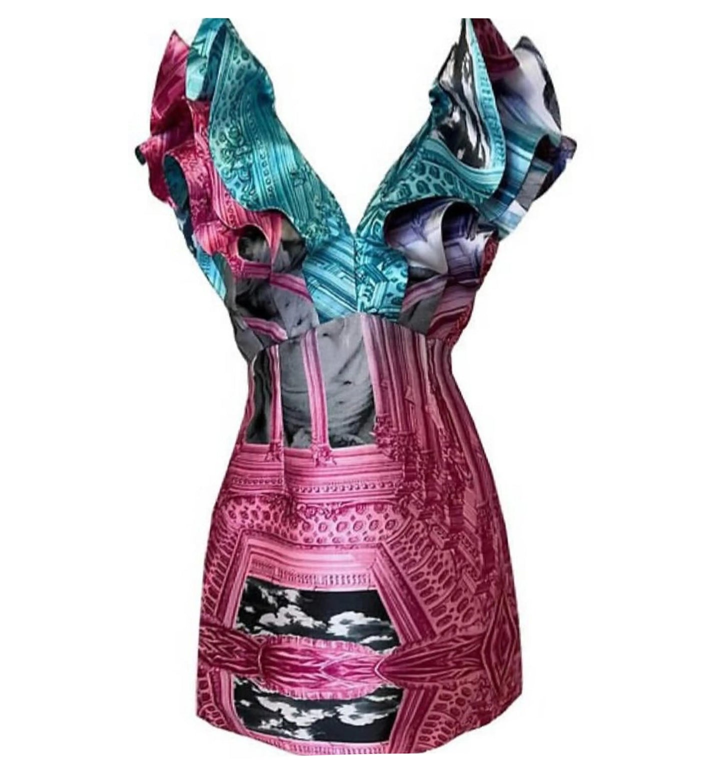 SALE pink turquise butterfly mini dress printed