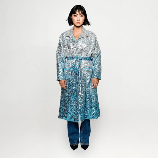 SALE swarovski sequin coat blue