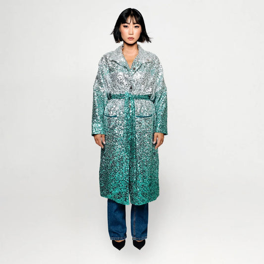 SALE swarovski sequin coat green