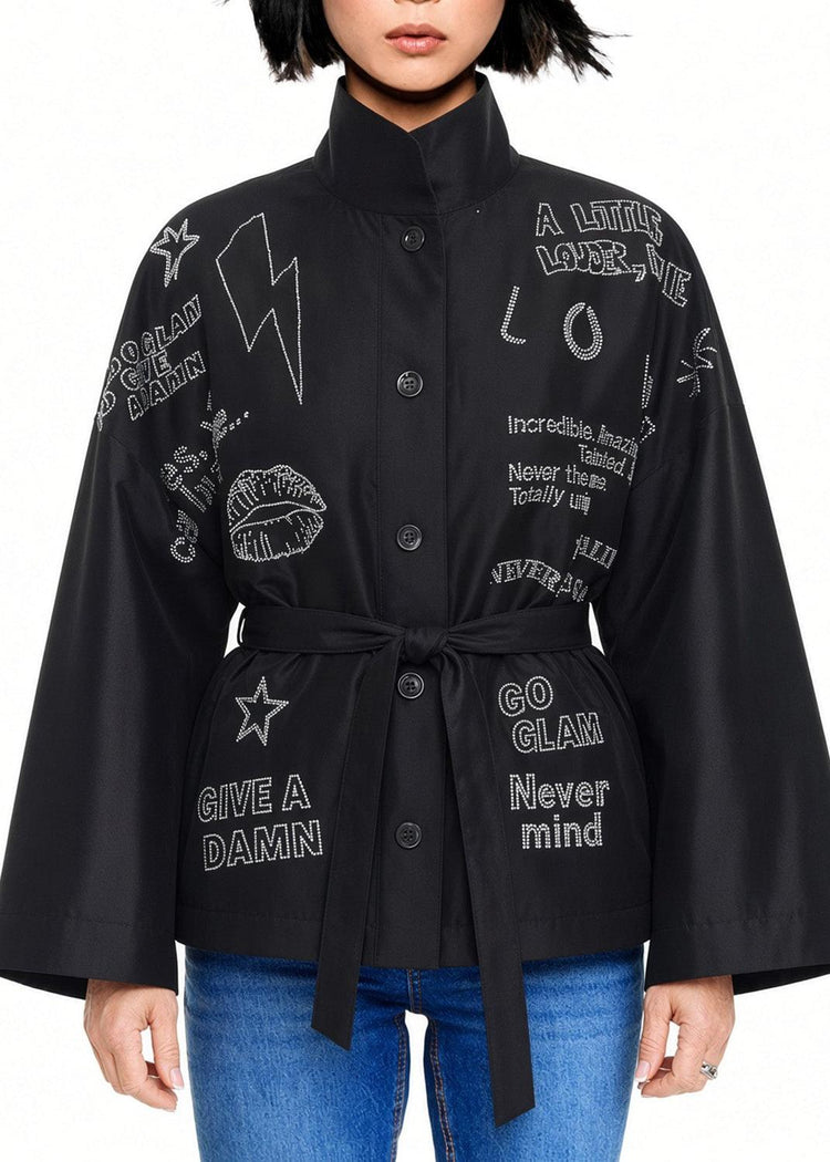 Square Boxy Jacket - Black with Swarovski Details