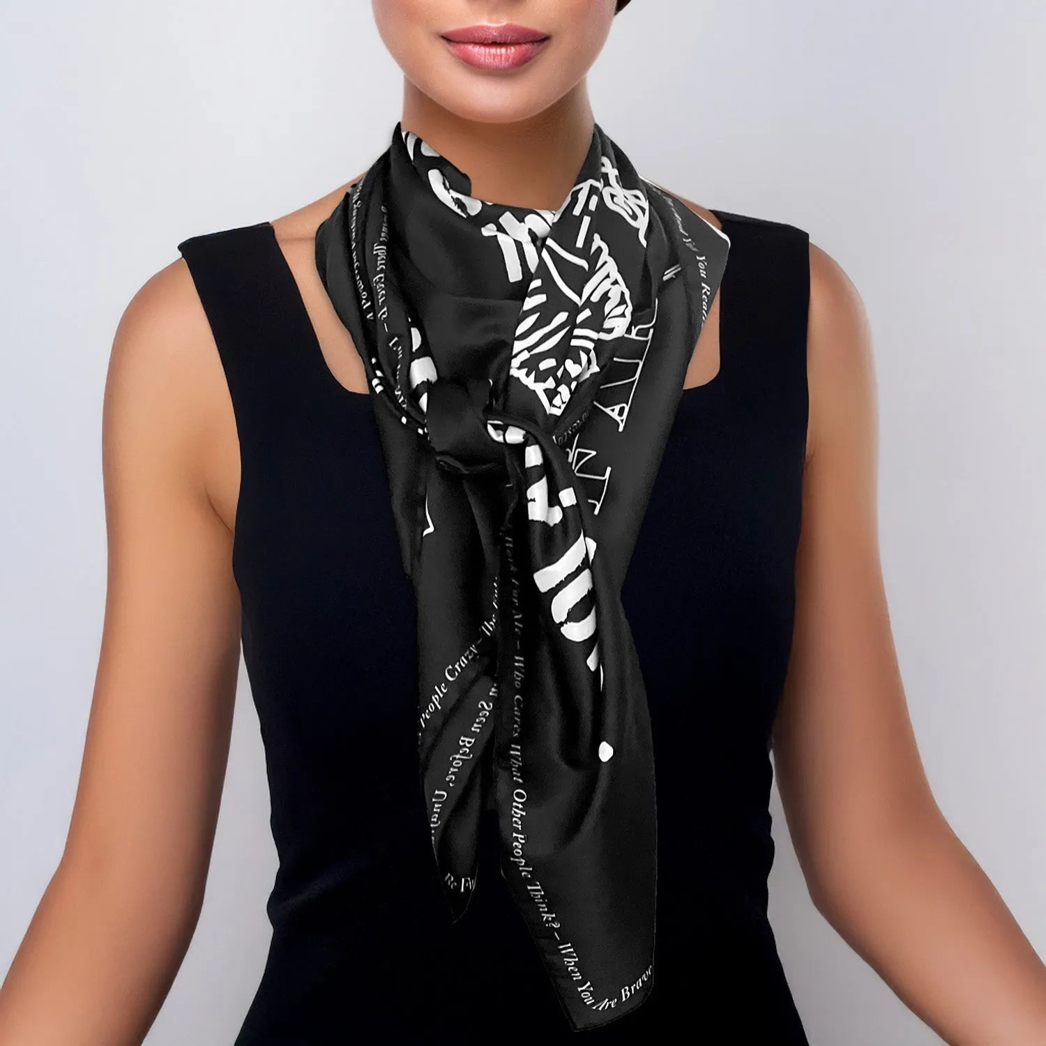 Scarf swarovski quotes black & white