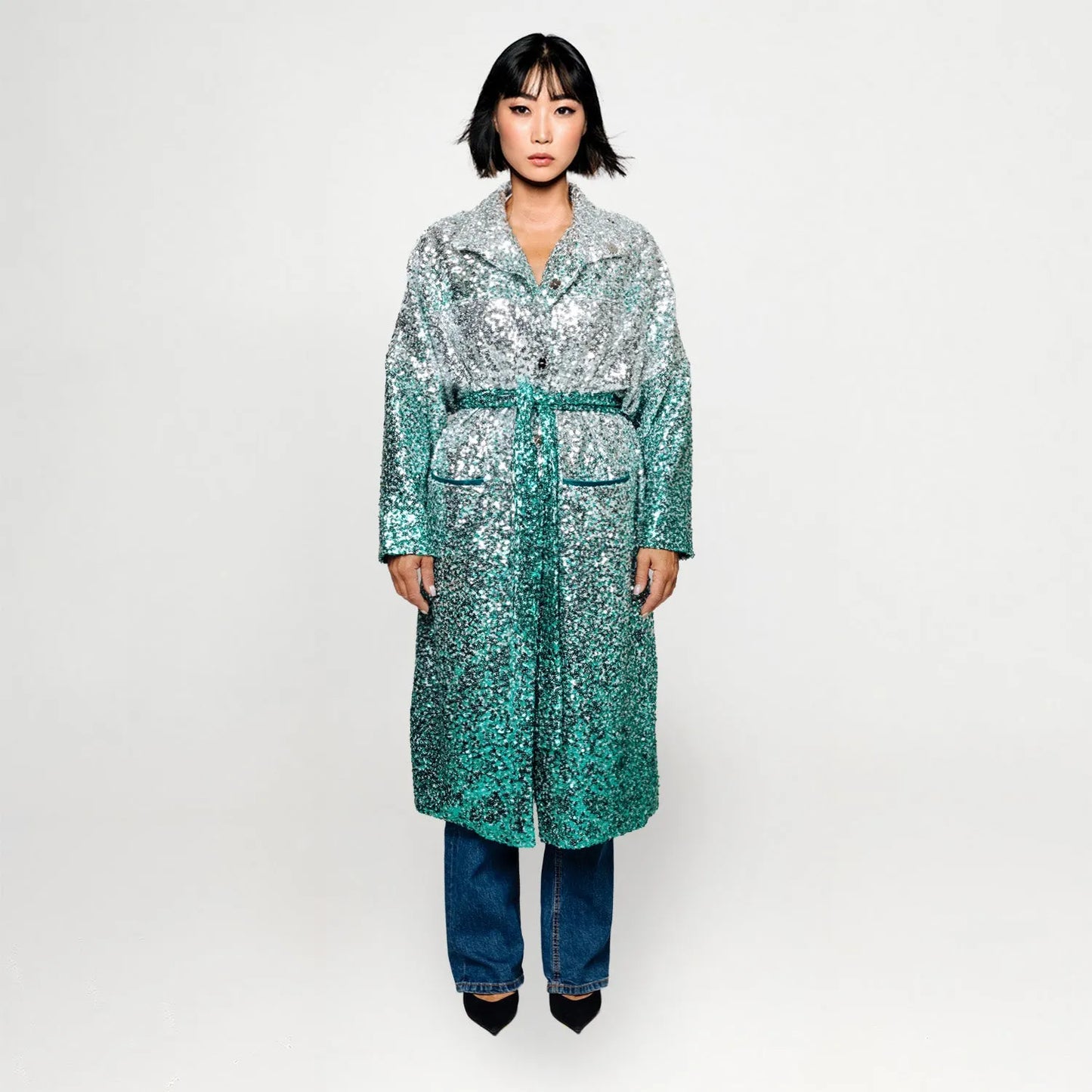 Sequin Coat - Green