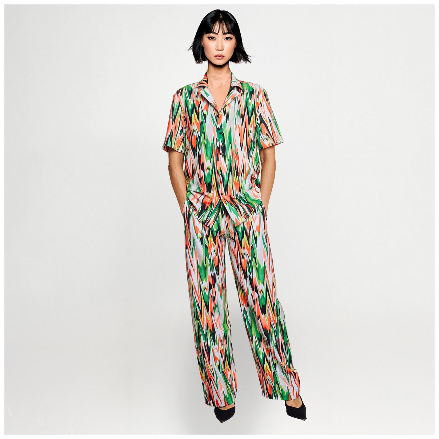 Shirt - Zigzag Green Orange