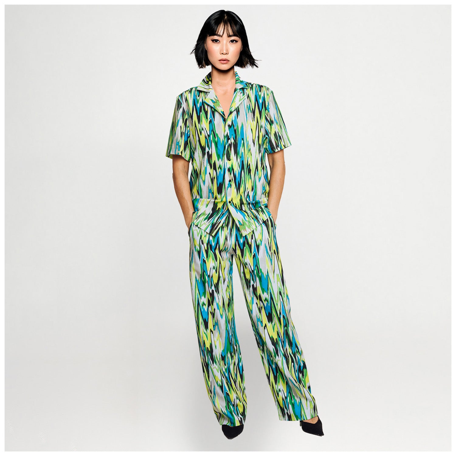 Shirt - Zigzag Lime Turquise