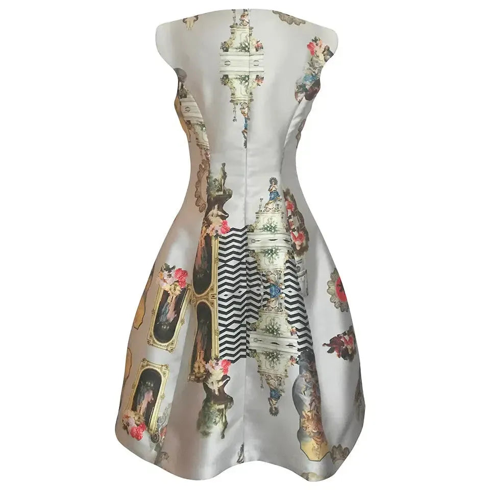 Sicily dirty white midi dress printed