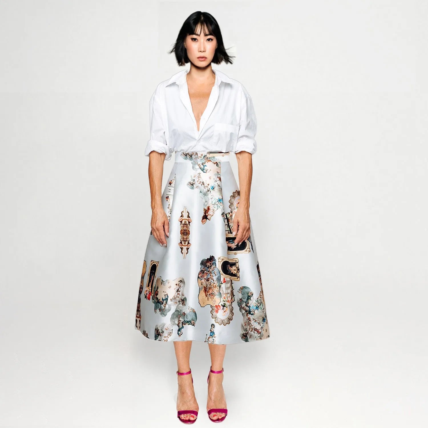 Sicily dirty white short skirt printed