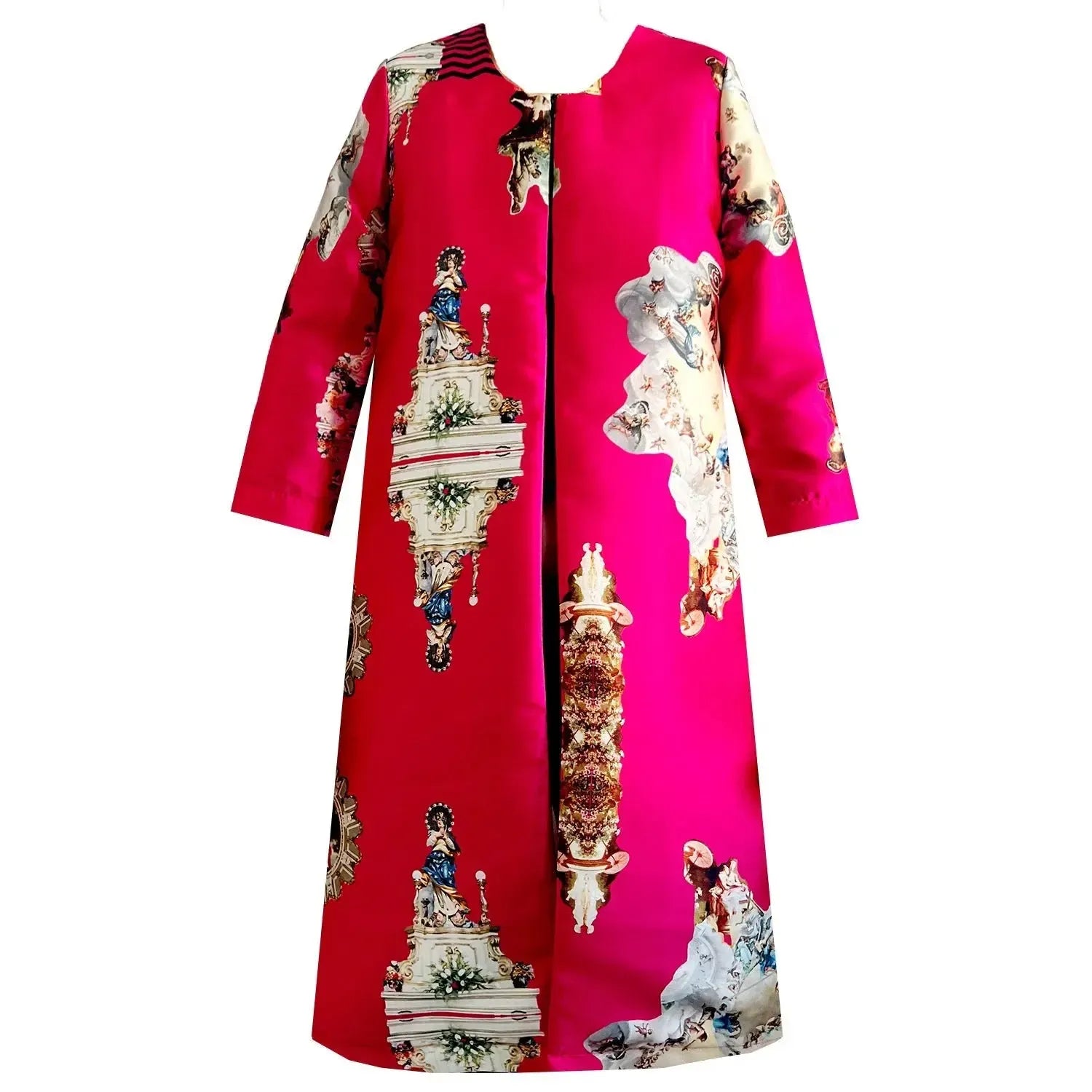 Sicily hot pink occasion coat printed