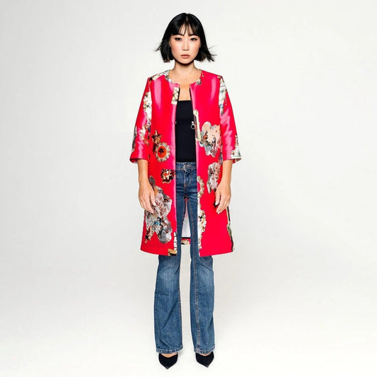 Sicily hot pink occasion coat printed