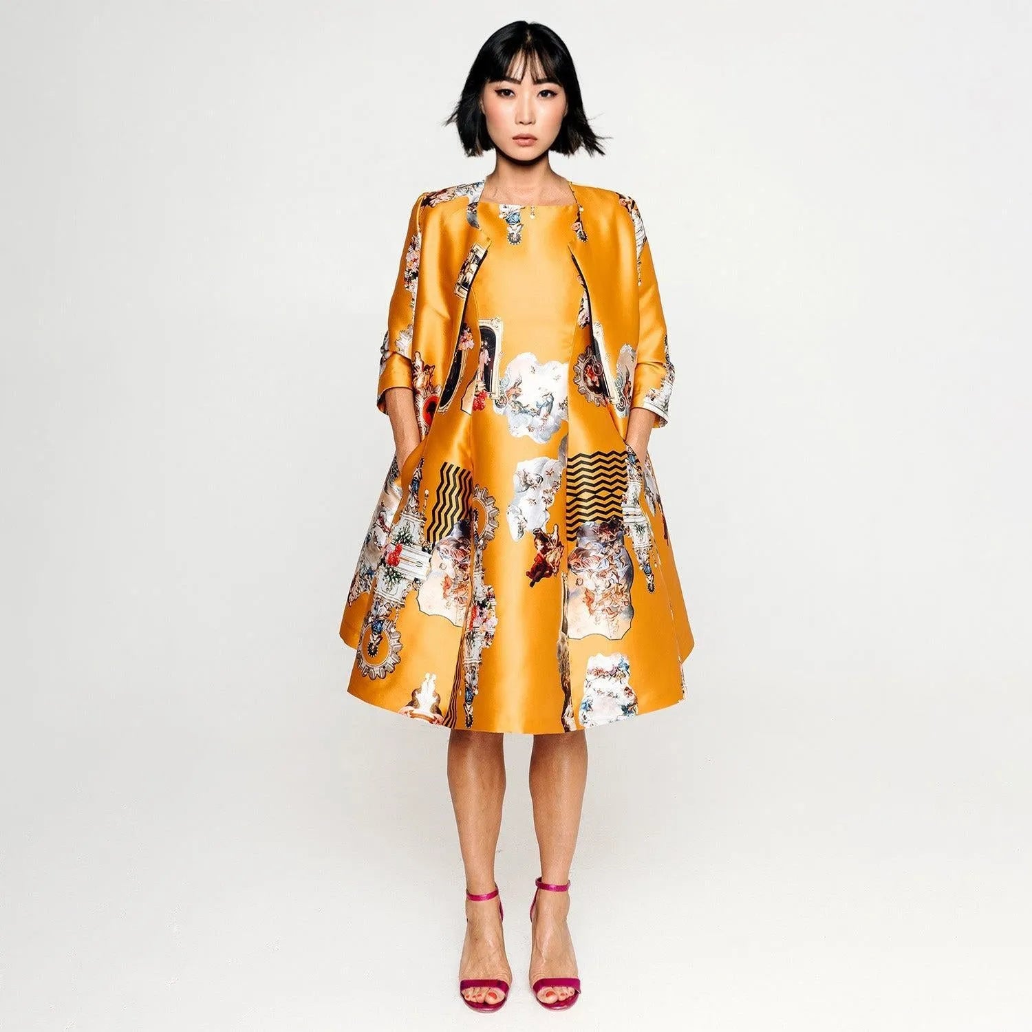 Sicily mustard lionyellow occasioncoat printed